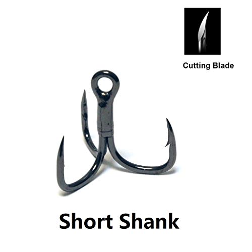 Fishing Hooks Treble Hooks for Hook Upgrade Cutting Blade 4X Strong Short Shank Black Nickle - size: 6