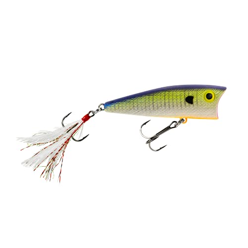 Rebel Pop-R Feathered Topwater Popper Fishing Lure - color: Blue Gill