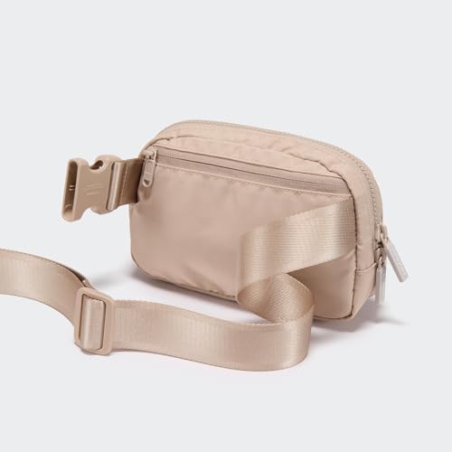 Pander Two Way Zipper Fanny Pack Nylon Everywhere Belt Bag for Women, Water Repellent Waist Packs, Crossbody Bags with Adjustable Strap (Raw Linen). - color: Raw Linen Beige