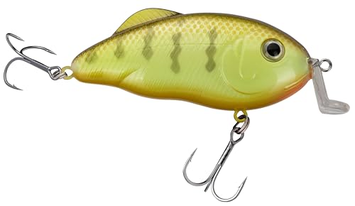 Strike King Hybrid Hunter Jr Crankbait Fishing Lure, 1/2 oz, Reflective 3D Eyes - color: Chartreuse Perch, size: 1/2 oz (Pack of 1)