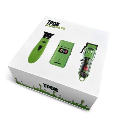TPOB Slime 2 Barber Hair Clippers Trimmer Shaver Set for Men with Matte Green Case and X Fade Blade - color: Slime Pack
