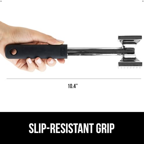 GORILLA GRIP BPA-Free Patented Dual-Sided Meat Tenderizer Tool, Soft Comfortable Handle with Hanging Hole, Heavy Duty Kitchen Mallet for Steak Beef Fish, Chicken Cutlet Pounder, Dishwasher Safe, Black - color: Black