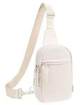 CHOLISS Small Sling Bag for Women and Men, Crossbody Bags Trendy Fanny Packs Chest Bag with Extended Strap - color: D02 Ivory - Upgrade