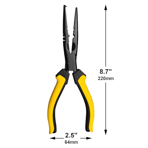 9-inch Fishing Pliers with Rust-resistant Teflon Coating, Fresh/Sea Fishing Tools, Comfortable Grip Fishing Gear for Fishing Trips - style: 9" Split Ring Nose