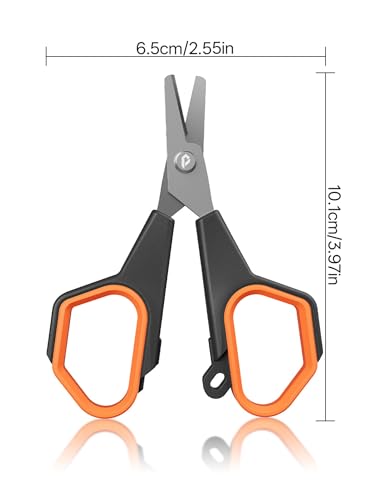2pc Fishing Scissors,3.9" Stainless Steel Fishing Line Cutter for Fishing Braided Line,Non-Slip Grip Small Fishing Scissors for Saltwater - color: 2pc Orange