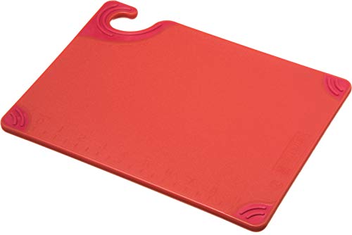 San Jamar Saf-T-Grip Plastic Cutting Board with Safety Hook, 9" x 12" x 0.375", Red - color: Red