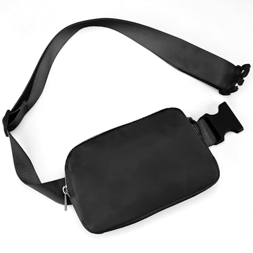 JSJ Mini Black Fanny Pack for Women & Men,Valentines Day Gifts for Girls Teens Kids Daughter Sister Her,Trendy Stuff Crossbody Bags Cute Everywhere Belt Bags.(Black) - color: Black