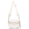 Checkered Crossbody Bum Bags for Women Nylon Checkered Purse Checkerboard Fanny Pack - color: F01-white