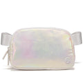 Pander Two Way Zipper Fanny Pack Nylon Everywhere Belt Bag for Women, Water Repellent Waist Packs, Crossbody Bags with Adjustable Strap(Iridescent). - color: Iridescent