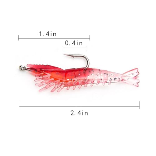 Pre-Rigged Shrimp Crawfish Soft Plastic Fishing Lures, Premium Durable Swimbaits for Freshwater Saltwater, Fishing Jigs for Bass- Amazing Fishing Gifts- Store Separately, Prevent Melting