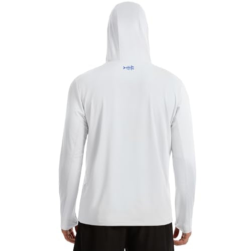 BASSDASH Men’s UPF 50+ Fishing Hoodie Shirts with Chest Pocket Lightweight UV Sun Protection Long Sleeve Hiking Sports FS34M - color: White, size: 3X-Large