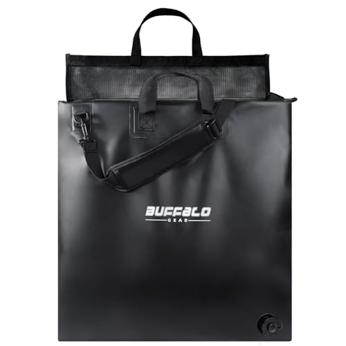 Buffalo Gear Fish Tournament Weigh in Bag for Bass Fishing, Heavy Duty Fish Bag for Caught Fish Waterproof,Leakproof,Puncture Resistant - color: Black-24×25in