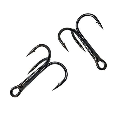 200 Pack Fishing Treble Hooks Kit High Carbon Steel Hooks Strong Sharp Round Bend with Split Rings for Lures Baits Saltwater Freshwater Fishing Size 2# 4# 6# 8# 10# - color: Mixed 200pcs