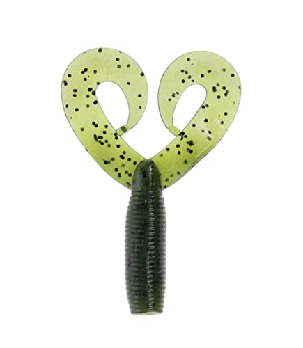 Yamamoto Custom Baits Double Tail Grub Soft Plastic Bait, 20-Pack, Bass Fishing Soft Plastic Lure, Multiple Sizes & Colors - color: WATERMELON W/ LARGE BLACK FLAKE, size: 5"