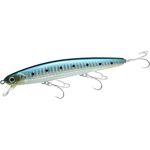 LUCKY CRAFT FlashMinnow 110, Super Glow Series, Saltwater Fishing Lures, Jerkbait Surf Fishing Accessories and Gear, 1-2 ft Slow Suspending Topwater Lure, Halibut and Bass Fishing Lures - color: 702 Zebra Sardine