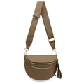 Pure Colour Crossbody Bum Bags for Women Spacious Checkered Cross body Bag Nylon Trendy Fanny Pack for Travel - color: Brown