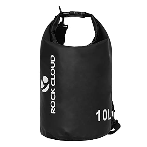 ROCK CLOUD Dry Bag Waterproof 10L Dry Sack for Kayaking Rafting Boating Beach Surfing Swimming Canoe Camping Hiking Fishing Ski, Black - color: Black, size: 10L