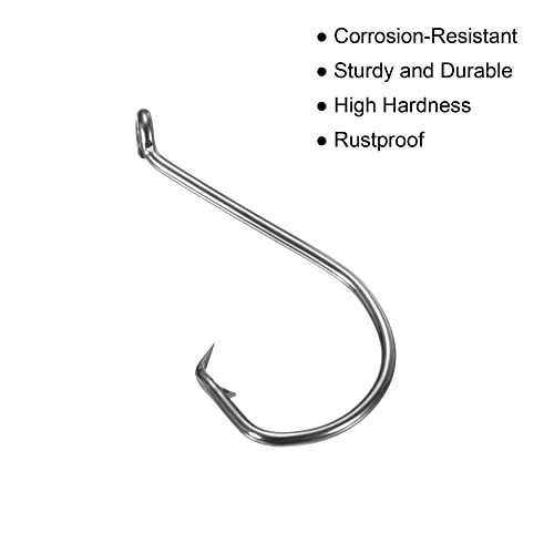 PATIKIL Fishing Circle Hooks, Carbon Steel Offset Hook with Barbs for Freshwater Saltwater - size: 27mm/1.06"