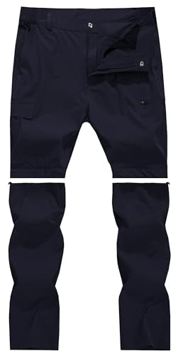Men's Convertible Hiking Pants Zip Off Quick Dry Lightweight Safari Travel Camping Fishing Cargo Outdoor Pants - color: Navy, size: 30