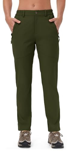 Rdruko Women's Hiking Pants Lightweight Quick Dry Water Resistant Outdoor Travel Fishing Pants with Pockets - color: 02 Army Green, size: XX-Large