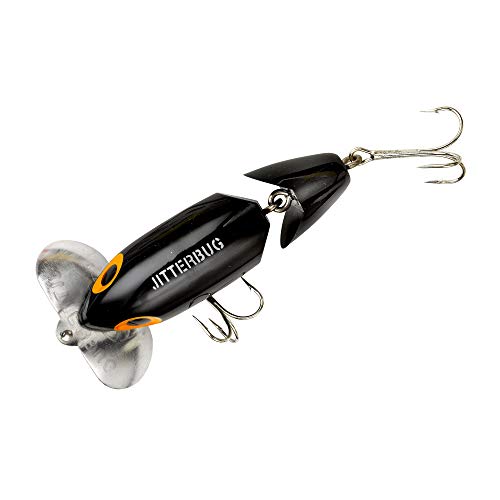 Arbogast Jitterbug Topwater Bass Fishing Lure - Excellent for Night Fishing - color: Black, size: 3 1/2", 5/8 oz