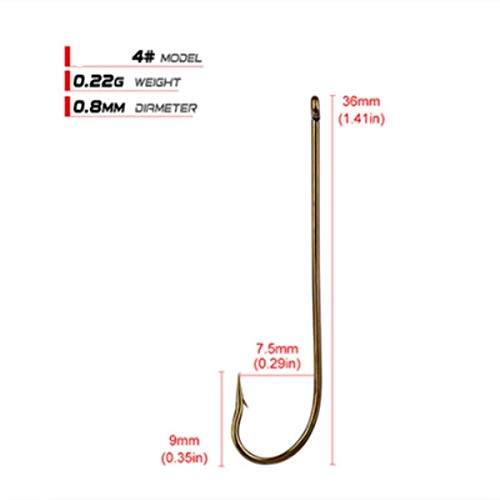 100pcs Long Shank Fishing Hooks High Carbon Steel Fly Tying Jig Hooks Super Sharp Barbed Hook Tips Tan Color 13 Sizes for Choice - size: 4#