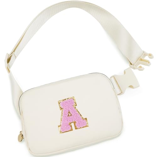 Uygafly Birthday Gifts for 4 5 6 7 8 9 10 11 12 13 Year Old Girl,Gift for Teen Girls Kids Toddler,Personalized Initial Fanny Pack Purse Crossbody Bag Belt Bag Cute Trendy Stuff | Cream,A - color: Cream, style: A