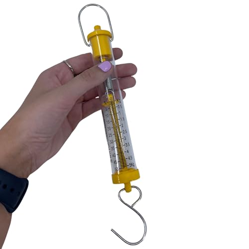 Eisco Labs Newton Force Meter Spring Scale - Max Capacity 50N, 5Kg, Dual Scale Labeled