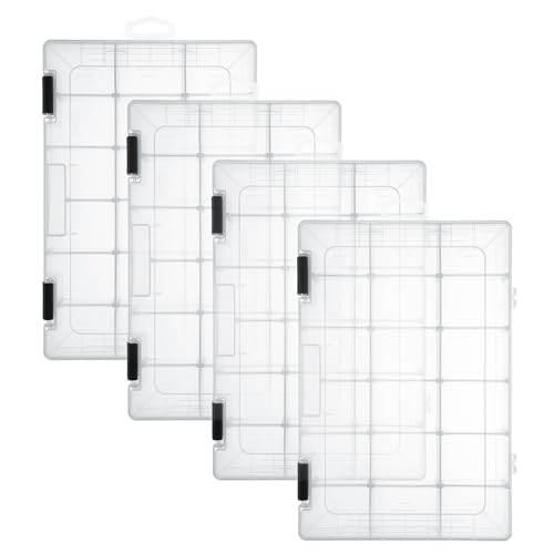 4 Pcs 3600 Tackle Trays, Plastic Storage Organizer Box with Removable Dividers - Tackle Boxes - Fishing Tackle Storage, 18 Grids