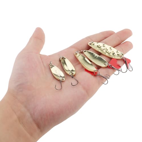 10pcs Metal Spoons Lures Kit with Hook Tackle Box, Hard Fishing Lures, Sequin Baits for Trout, Panfish, Bass
