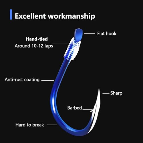 AMHDV Tiny Fishing Hooks with Line, Small Fishing Hook and Leader (Pack of 20) - color: Blue, size: 10# (3.3-6.6lb)