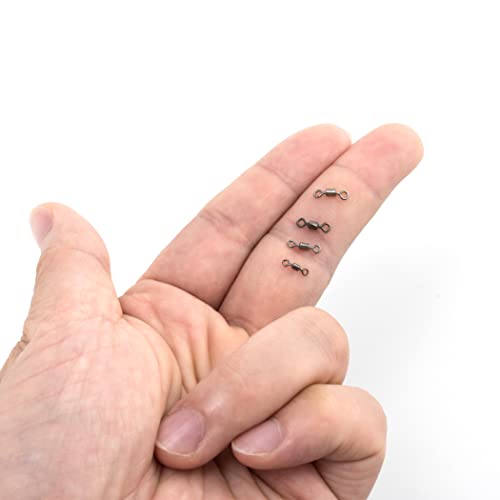 Dr.Fish 50 Pack Fishing Micro Swivels Fly Fishing Rolling Barrel Black Nickel Swivels High Strength Solid Rings Hook line Connector - size: 7mm(20LB)-50pk
