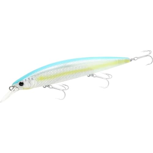 LUCKY CRAFT Surf Pointer 115MR Saltwater Fishing Lures for Halibut and Stripped Bass, Long Casting Jerkbait, Sinking Surf Fishing Gear, Fish Accessories for Tackle Box - color: 653 Super Glow OB Sexy Smelt, size: One Size