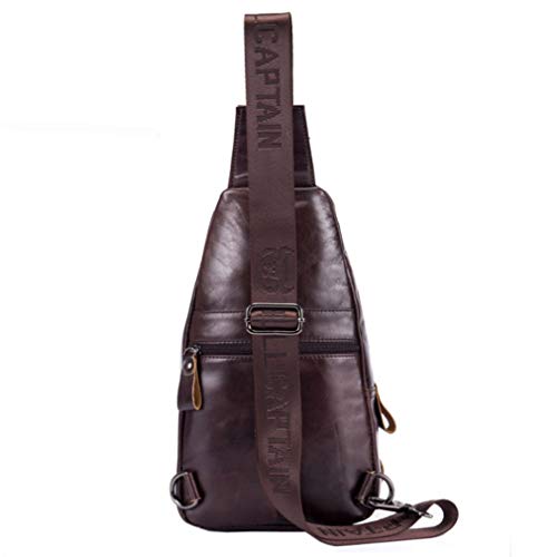 Hebetag Leather Sling Bag Crossbody Backpack for Men Women Outdoor Travel Shoulder Chest Pouch Casual Hiking Pack Casual Daypack - color: #04coffee