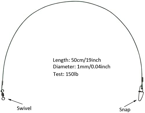 Joyiii 20Pcs 19inch Over 100Lb Fishing Wire Leaders Heavy Duty Fishing Stainless Steel Wire Leaders with Swivels and Snaps