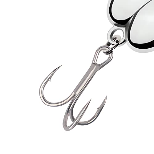 5 Pieces Fishing Spoons Lure for Trout Bass Salmon,Fishing Treble Hooks Spinning Lures,Hard Metal Zinc Alloy Fishing Hooks,Fishing Tackles Spoon Spinner Baits kit for Freshwater Saltwat - size: 0.70OZ