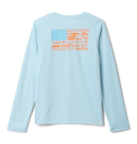 Columbia Youth Boys PFG Terminal Tackle Fish Flag Long Sleeve Shirt, Marine Light Graphic, X-Small