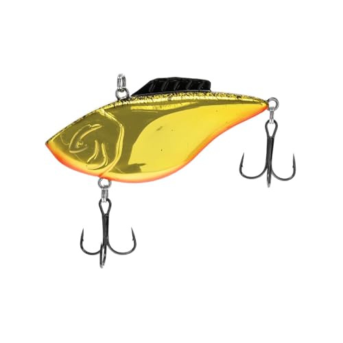 Bill Lewis Hammer-Trap - Freshwater Lifelike Lipless Crankbait Fishing Lure with Mustad Triple Grip Hooks, 3/8 Oz - 5/8 Oz - color: Gold Black Splatter w/ Orange Belly, size: 3/8 OZ