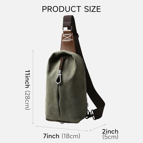 MOYYI Canvas Sling Bag Small Crossbody Bag for Men & Women, 2.5L Mini Casual Daypack Shoulder Bag, 2.5L Capacity (Green) - color: 8004green-2.5l