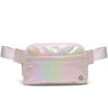 Pander Everywhere Belt Bag for Women, 5 Zipper Pockets Nylon Crossbody Fanny Pack Purse (Iridescent White) - color: Iridescent White