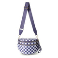 Crossbody Bags for Women, Spacious Nylon Belt Purse Fanny Packs, Crescent Oversized Checkered Bum Bag (Checkered - Purple) - color: Checkered - Purple