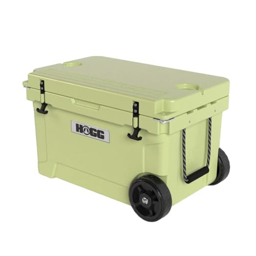 Hogg Rotomolded Coolers, Ice Chest with Wheels, Wheeled Cooler, Rotomolded Ice Chest, Dry Storage, Fishing and Camping Items, Birthday Gifts for Men - color: Willow Haze, size: 45qt