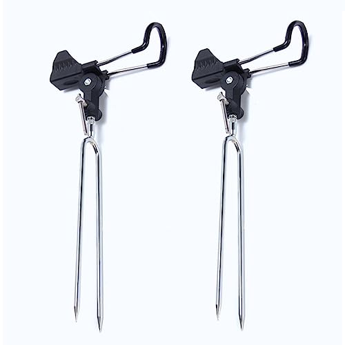 Stedan 2 Pack Fishing Rod Holders, Ground Fishing Rod Pole Brackets, 360 ° Adjustable & Detachable Easy to Carry Folding Fishing Equipment on Lakes, Rivers - color: Black