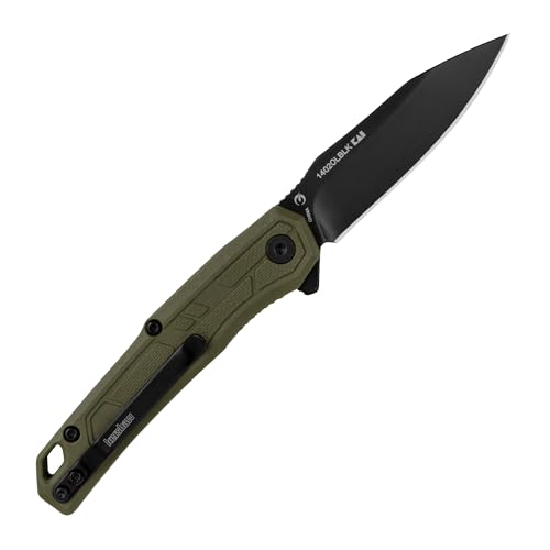 Kershaw Appa Folding Tactical Pocket Knife, Assisted Opening, 2.75 inch Blade and Olive Handle, Small, Lightweight Every Day Carry - color: Olive