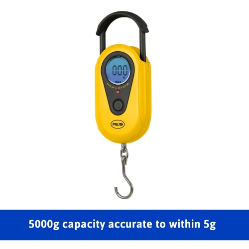 Industrial Precision Digital Hanging Scale, LCD Screen, Digital Weigh Scale Yellow, 11lb (AMW-SR-5) - American Weigh Scales