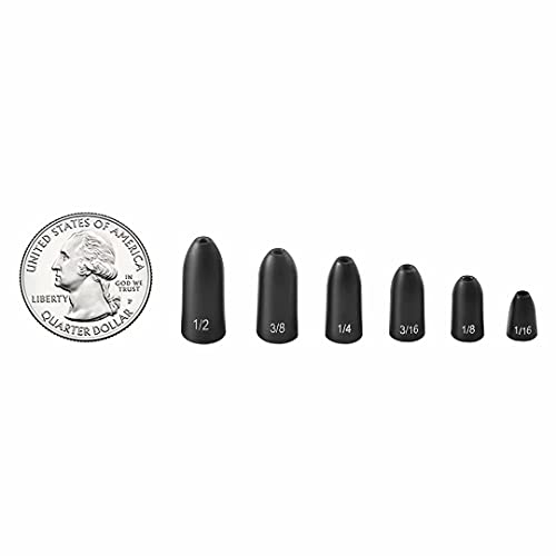 12 Pack Tungsten Bullet Fishing Weights, Insert Free Worm Sinkers, 1/8 3/16 1/4 3/8 1/2 oz - color: No Chip Black, size: 1/2 oz - 12pcs