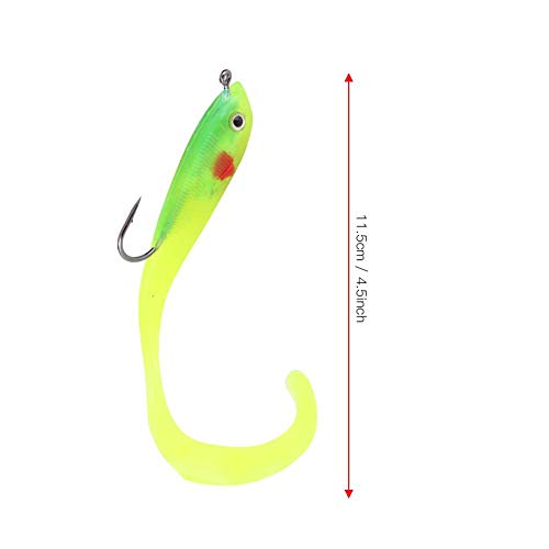 Soft Fishing Lures, 5Pcs Artificial Soft Baits Jig Head Soft Swimbaits with Hook for Saltwater/Freshwater Fishing - color: SO050-1