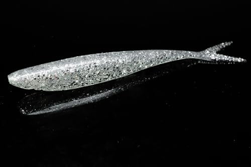 Lunker City Fishing 4.5" Freaky Fish Split Tail Soft Plastic Minnow Bass Lure Stick Bait Shad Jerkbait, 8 Per Bag, Made in The USA - color: 104 Chrome