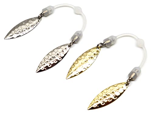 Harmony Fishing – Twin Blade Slip-On Spinner Blades for Fishing Lures/jigs (6 Pack) - style: Willow (Gold)