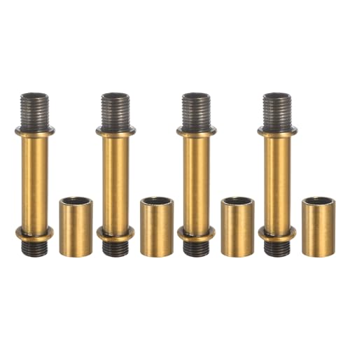 PATIKIL Straight Pipe Lamp Stems Rod Kit, 4 Set M10 Carbon Steel 50mm(1.97") Long Double End Thread Rod with Coupling Nuts Sleeve Connector for Table Lamps Chandeliers,Copper Gold - color: Copper Gold, size: 50mm(1.97")